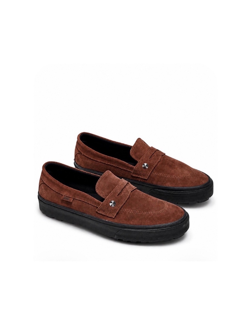 NEW Vans brown suede penny loafer men 13 lug sole slip on shoe skate chunky